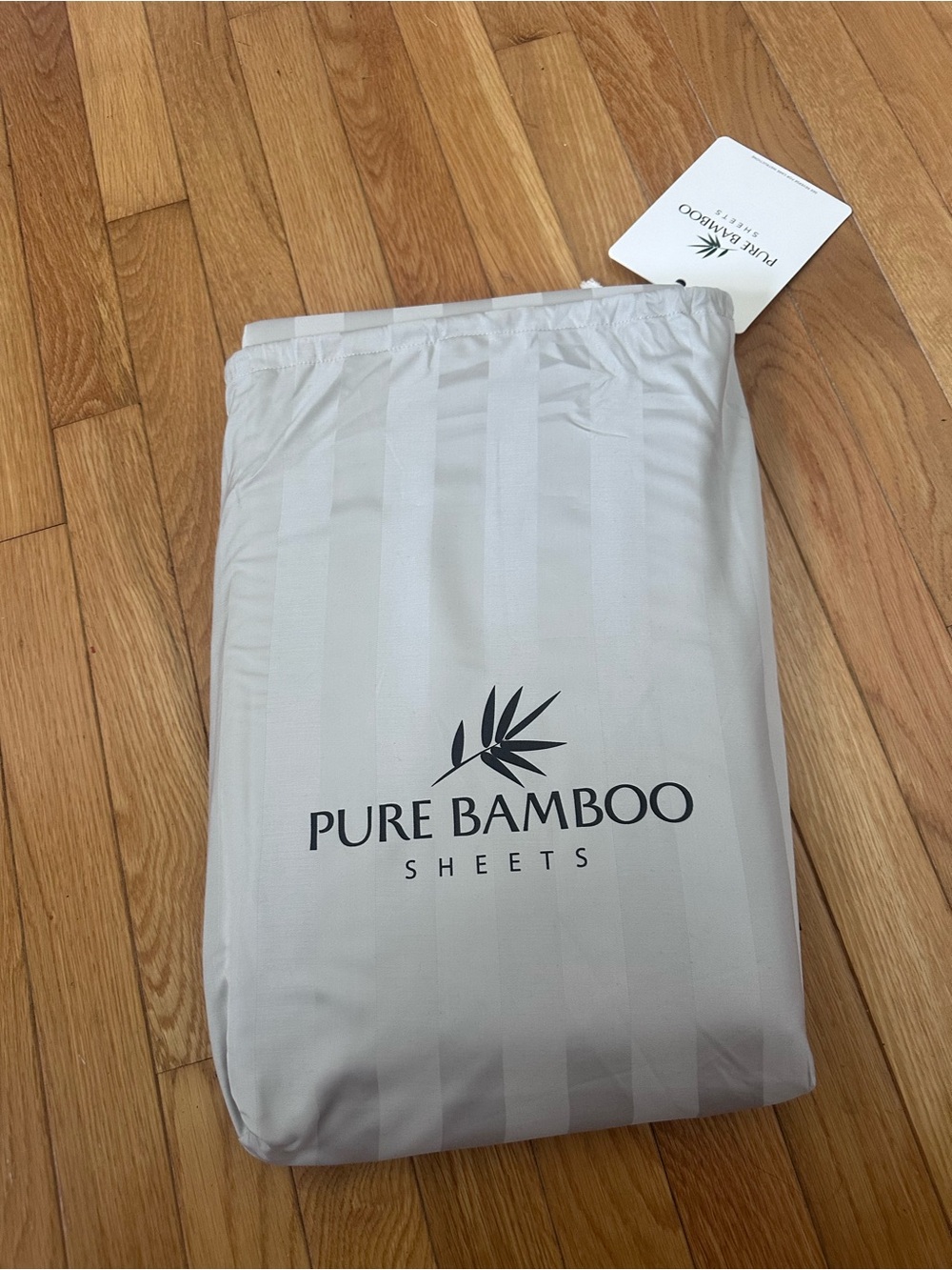 Pure Bamboo Flat Sheet - Light Gray Bamboo Stripe